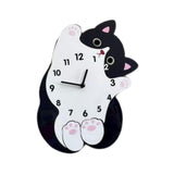 Maxbell Cartoon Cat Wall Clock Modern Cute Home Decoration for Dining Room Cafe Shop 30cmx36cm No Swing Tail
