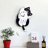 Maxbell Cartoon Cat Wall Clock Modern Cute Home Decoration for Dining Room Cafe Shop 30cmx36cm No Swing Tail