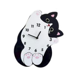 Maxbell Cartoon Cat Wall Clock Modern Cute Home Decoration for Dining Room Cafe Shop 30cmx25cm No Swing Tail