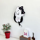 Maxbell Cartoon Cat Wall Clock Modern Cute Home Decoration for Dining Room Cafe Shop 30cmx25cm No Swing Tail