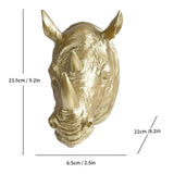 Maxbell Rhino Head Wall Hanging Decor Gift Crafts Office Wall Art Animal Head Statue