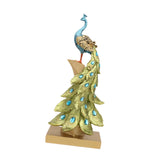 Maxbell Resin Figurine Decoration Crafts Peacock Statue for Indoor Hallway Bookshelf Height 40 cm