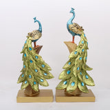 Maxbell Resin Figurine Decoration Crafts Peacock Statue for Indoor Hallway Bookshelf Height 40 cm