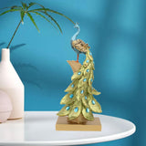 Maxbell Resin Figurine Decoration Crafts Peacock Statue for Indoor Hallway Bookshelf Height 40 cm