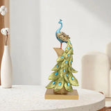 Maxbell Resin Figurine Decoration Crafts Peacock Statue for Indoor Hallway Bookshelf Height 40 cm