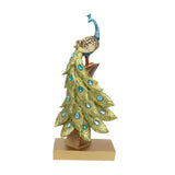 Maxbell Resin Figurine Decoration Crafts Peacock Statue for Indoor Hallway Bookshelf Height 34.5 cm