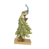 Maxbell Resin Figurine Decoration Crafts Peacock Statue for Indoor Hallway Bookshelf Height 34.5 cm