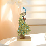 Maxbell Resin Figurine Decoration Crafts Peacock Statue for Indoor Hallway Bookshelf Height 34.5 cm