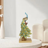 Maxbell Resin Figurine Decoration Crafts Peacock Statue for Indoor Hallway Bookshelf Height 34.5 cm