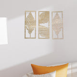 Maxbell 3Pcs Wall Sculptures Boho Leaf Sign Wall Decoration for Kitchen Home Bedroom