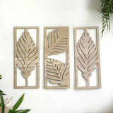 Maxbell 3Pcs Wall Sculptures Boho Leaf Sign Wall Decoration for Kitchen Home Bedroom
