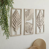 Maxbell 3Pcs Wall Sculptures Boho Leaf Sign Wall Decoration for Kitchen Home Bedroom