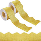 Maxbell Glitter Classroom Borders Art 32.8ft for Chalkboard Kindergarten White Board Yellow