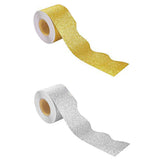 Maxbell Glitter Classroom Borders Art 32.8ft for Chalkboard Kindergarten White Board Yellow