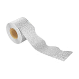 Maxbell Glitter Classroom Borders Art 32.8ft for Chalkboard Kindergarten White Board Silver