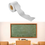Maxbell Glitter Classroom Borders Art 32.8ft for Chalkboard Kindergarten White Board Silver