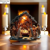 Maxbell Acrylic Plaque Fireplace Shelf Holiday 2D Flat Christmas Nativity Scene Sign