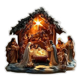 Maxbell Acrylic Plaque Fireplace Shelf Holiday 2D Flat Christmas Nativity Scene Sign