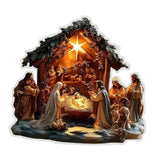 Maxbell Acrylic Plaque Fireplace Shelf Holiday 2D Flat Christmas Nativity Scene Sign