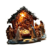 Maxbell Acrylic Plaque Fireplace Shelf Holiday 2D Flat Christmas Nativity Scene Sign