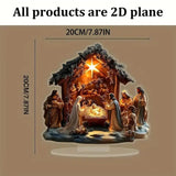 Maxbell Acrylic Plaque Fireplace Shelf Holiday 2D Flat Christmas Nativity Scene Sign