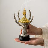 Maxbell Incense Burner Spooky Desktop Tabletop Decoration for Farmhouse Office Party Gray White
