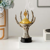 Maxbell Incense Burner Spooky Desktop Tabletop Decoration for Farmhouse Office Party Gray White