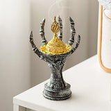 Maxbell Incense Burner Spooky Desktop Tabletop Decoration for Farmhouse Office Party Silver Black