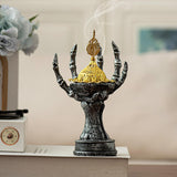Maxbell Incense Burner Spooky Desktop Tabletop Decoration for Farmhouse Office Party Silver Black