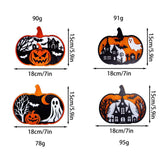 Maxbell Halloween Wooden Pumpkin Plaque Spooky Wood Cutout for Fall Party Favor Wall Style A