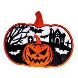 Maxbell Halloween Wooden Pumpkin Plaque Spooky Wood Cutout for Fall Party Favor Wall Style A