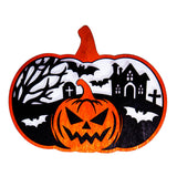 Maxbell Halloween Wooden Pumpkin Plaque Spooky Wood Cutout for Fall Party Favor Wall Style A