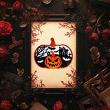 Maxbell Halloween Wooden Pumpkin Plaque Spooky Wood Cutout for Fall Party Favor Wall Style A