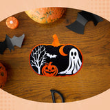 Maxbell Halloween Wooden Pumpkin Plaque Spooky Wood Cutout for Fall Party Favor Wall Style B
