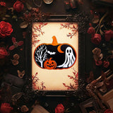 Maxbell Halloween Wooden Pumpkin Plaque Spooky Wood Cutout for Fall Party Favor Wall Style B