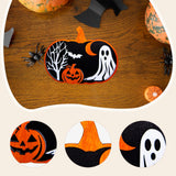 Maxbell Halloween Wooden Pumpkin Plaque Spooky Wood Cutout for Fall Party Favor Wall Style B