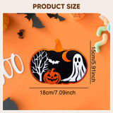 Maxbell Halloween Wooden Pumpkin Plaque Spooky Wood Cutout for Fall Party Favor Wall Style B