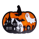 Maxbell Halloween Wooden Pumpkin Plaque Spooky Wood Cutout for Fall Party Favor Wall Style C