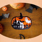 Maxbell Halloween Wooden Pumpkin Plaque Spooky Wood Cutout for Fall Party Favor Wall Style C