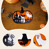 Maxbell Halloween Wooden Pumpkin Plaque Spooky Wood Cutout for Fall Party Favor Wall Style C