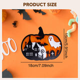Maxbell Halloween Wooden Pumpkin Plaque Spooky Wood Cutout for Fall Party Favor Wall Style C