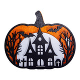Maxbell Halloween Wooden Pumpkin Plaque Spooky Wood Cutout for Fall Party Favor Wall Style D