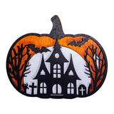 Maxbell Halloween Wooden Pumpkin Plaque Spooky Wood Cutout for Fall Party Favor Wall Style D