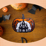 Maxbell Halloween Wooden Pumpkin Plaque Spooky Wood Cutout for Fall Party Favor Wall Style D