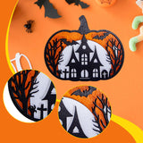 Maxbell Halloween Wooden Pumpkin Plaque Spooky Wood Cutout for Fall Party Favor Wall Style D