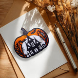 Maxbell Halloween Wooden Pumpkin Plaque Spooky Wood Cutout for Fall Party Favor Wall Style D