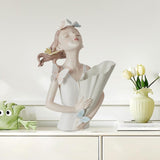 Maxbell Elegant Girl Statue Sculpture Floral Flower Pot for Home Office Living Room White