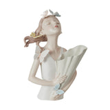 Maxbell Elegant Girl Statue Sculpture Floral Flower Pot for Home Office Living Room White