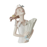 Maxbell Elegant Girl Statue Sculpture Floral Flower Pot for Home Office Living Room White