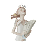 Maxbell Elegant Girl Statue Sculpture Floral Flower Pot for Home Office Living Room White